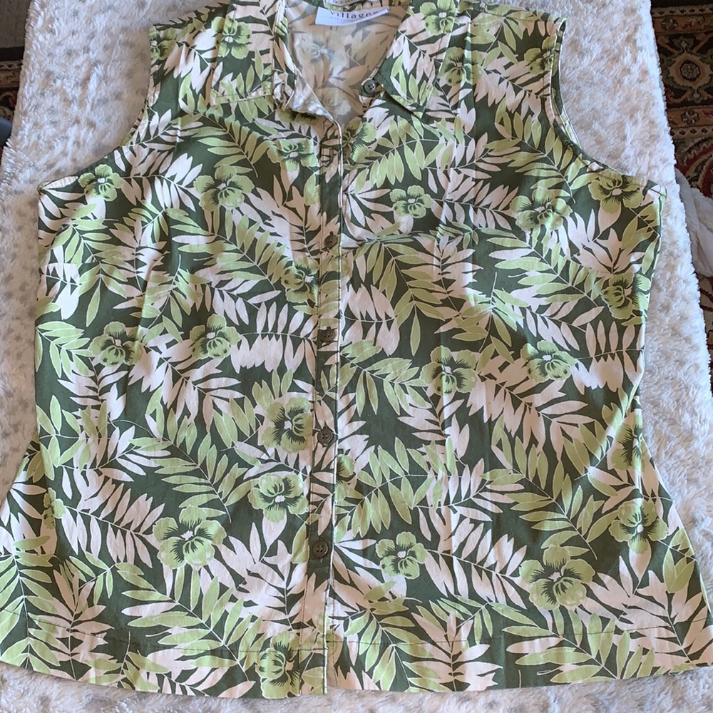 Liz Claiborne Sleeveless Retro Blouse Size Large Petite